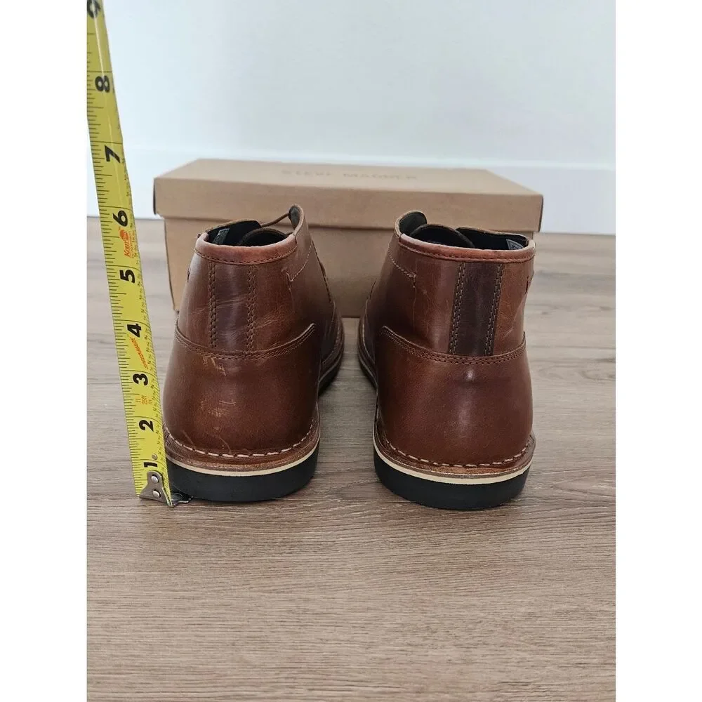 Steve Madden Men's Harken Leather Chukka Boots Cognac Size 16